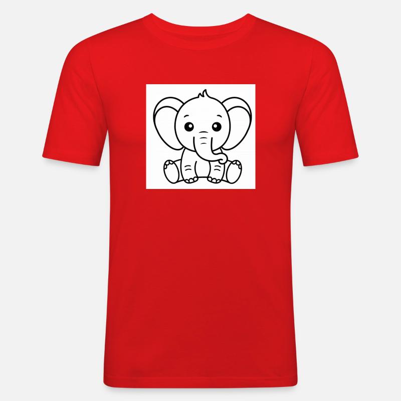 Elefant - Männer Slim Fit T-Shirt - Rot