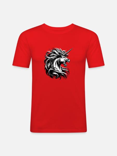Brullende Eenhoorn - Mannen slim fit T-shirt - rood
