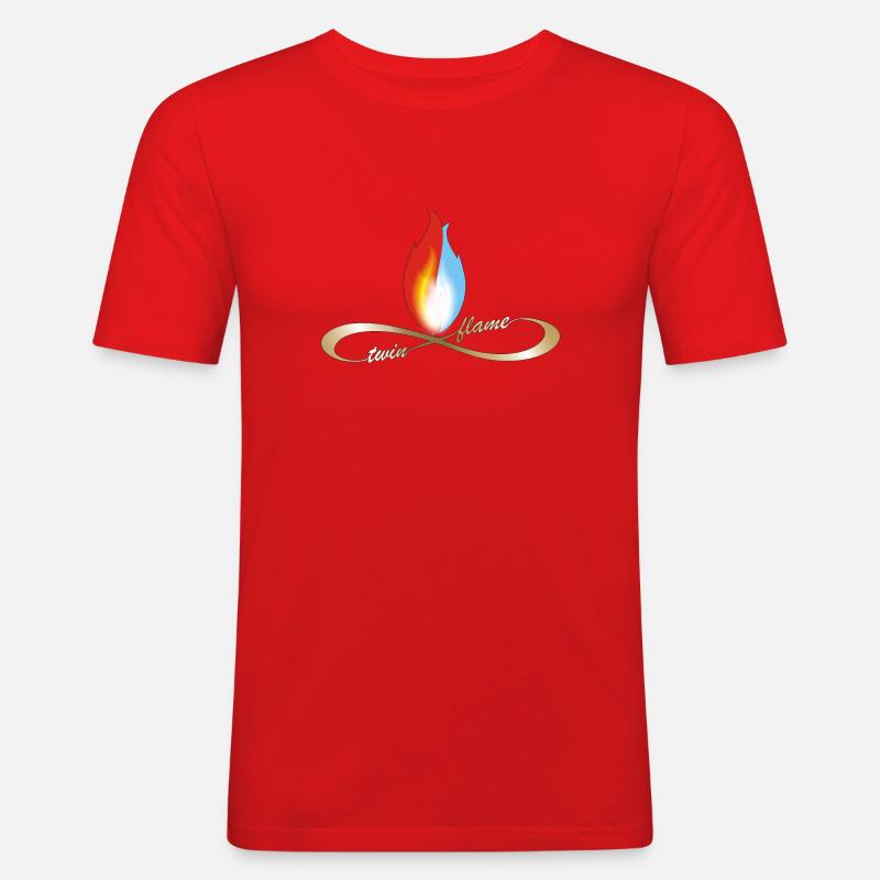 Twin Flame Infinity - Männer Slim Fit T-Shirt - Rot