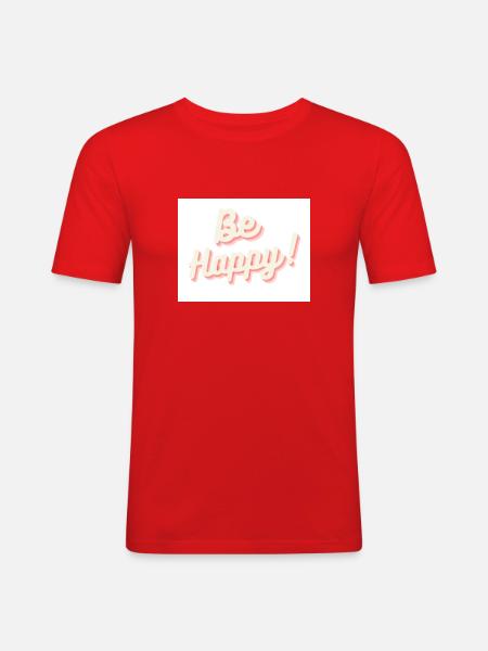 Be Happy - Männer Slim Fit T-Shirt - Rot