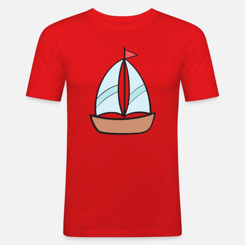 Boot Schiff Segelschiff - Männer Slim Fit T-Shirt - Rot