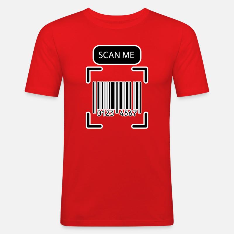 SCAN ME Barcode Lustiges Design - Männer Slim Fit T-Shirt - Rot