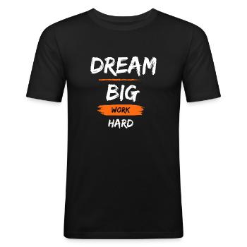 Travaille dur - T-shirt près du corps Homme - noir - Devant - Nik (191cm)
