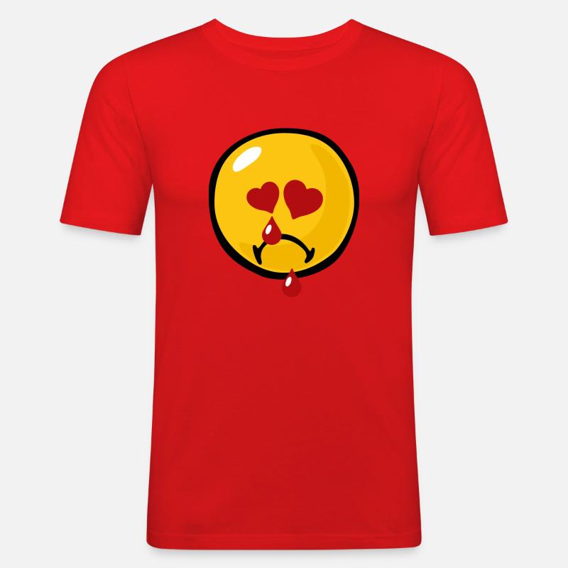Smiley Sadness Heartbroken - Maglietta aderente da uomo - rosso