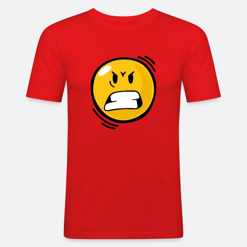 Smiley Anger - Maglietta aderente da uomo - rosso