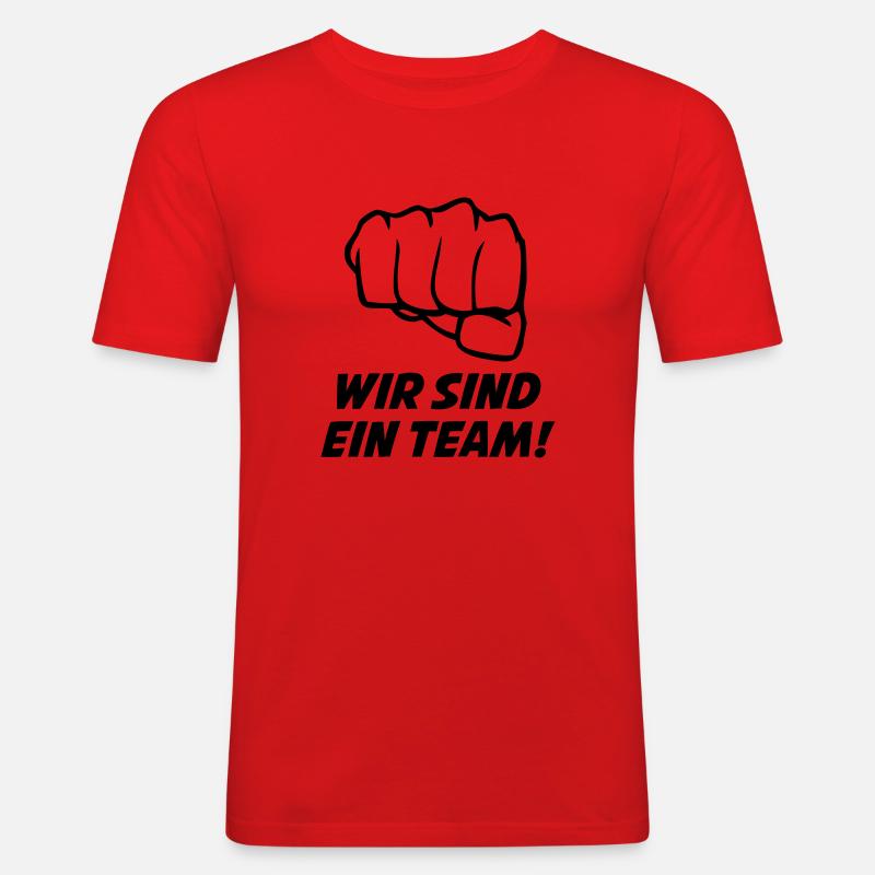wir_sind_ein_team - Männer Slim Fit T-Shirt - Rot