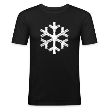 Schneeflocke Schnee Winter Weihnachten Eis Rutsch - Männer Slim Fit T-Shirt - Schwarz - Vorne - Nik (191cm)