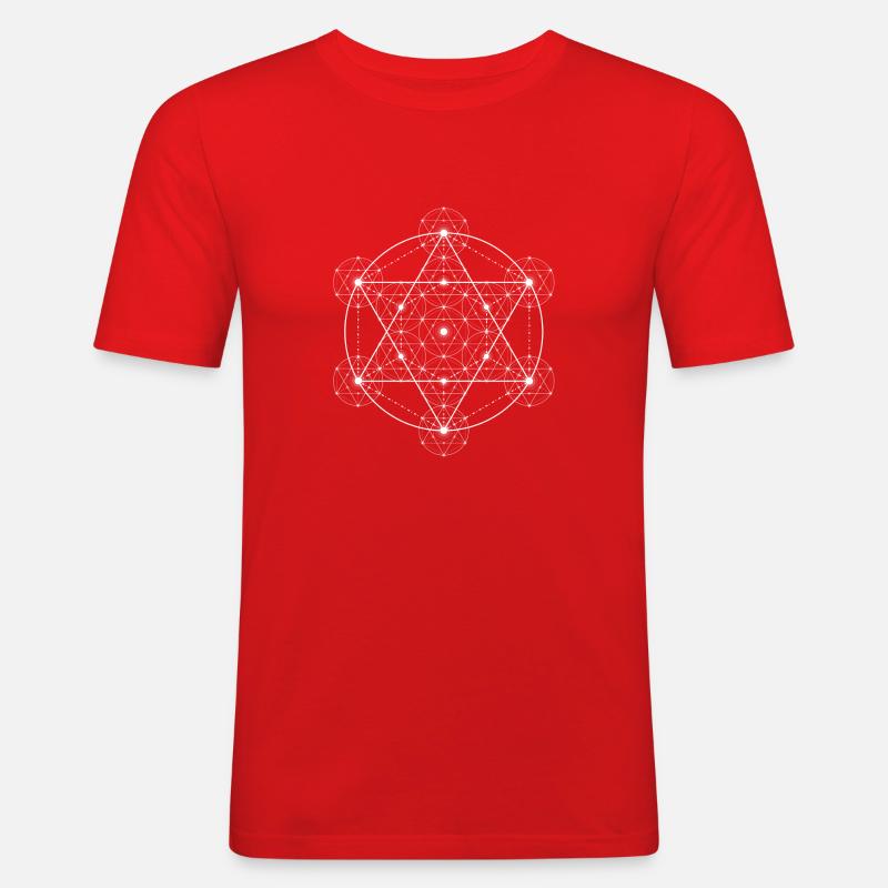 Sacred Geometry - Männer Slim Fit T-Shirt - Rot