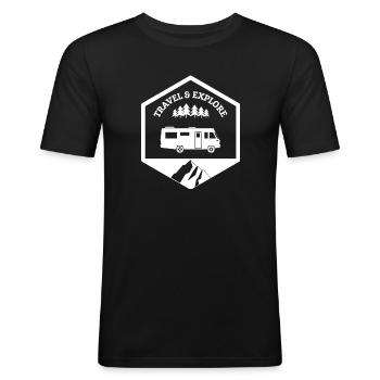 Intégral travel and explore white - Men's Slim Fit T-Shirt - black - Front - Nik (191cm)