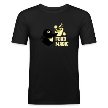Les oiseaux et la nourriture - T-shirt près du corps Homme - noir - Devant - Nik (191cm)