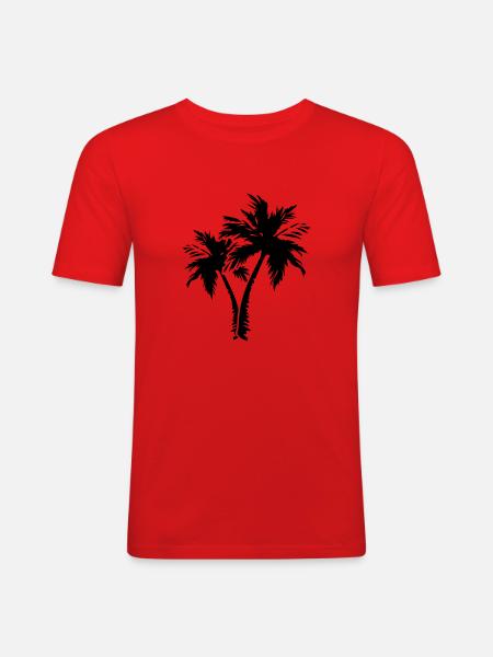 palm trees - Männer Slim Fit T-Shirt - Rot