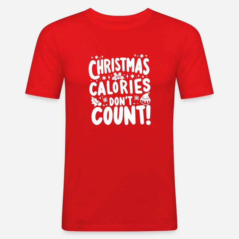 Weihnachtskalorien zählen nicht - Männer Slim Fit T-Shirt - Rot
