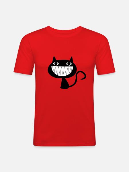 Laughing cat with teeth - Men's Slim Fit T-Shirt - red