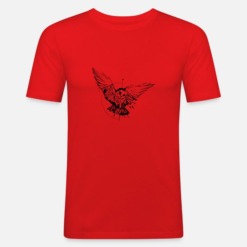 Eule - Männer Slim Fit T-Shirt - Rot