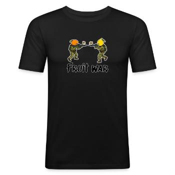 Fruit War Duell Der Früchte - Männer Slim Fit T-Shirt - Schwarz - Vorne - Nik (191cm)