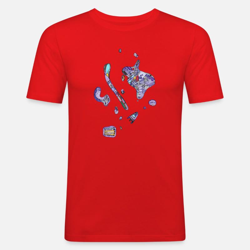 Bunte Flecken - Männer Slim Fit T-Shirt - Rot