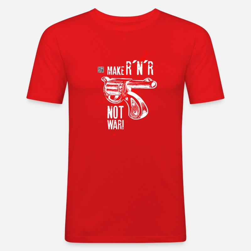 Make Rock´n´Roll Not War "Selfvolver-Version - Männer Slim Fit T-Shirt - Rot
