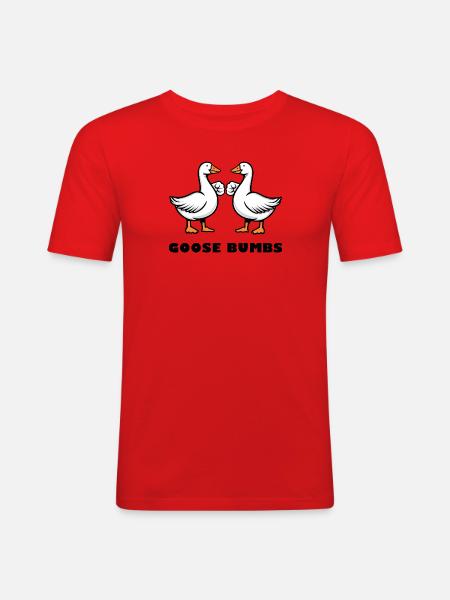 Goose Bumbs – Funny Goose Fist Bump - Slim Fit T-shirt herr - röd