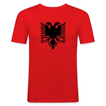 albania shirt albanischer Adler geschenkidee - Männer Slim Fit T-Shirt - Rot - Vorne - Jaron (178cm)