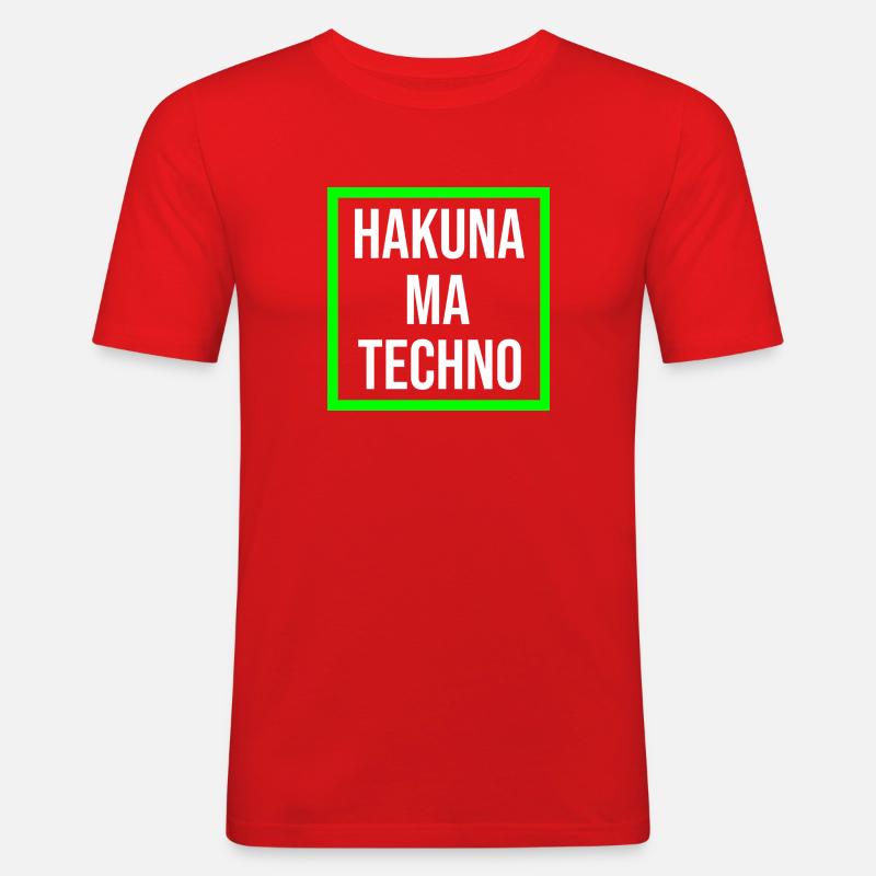 Hakuna ma Techno - Männer Slim Fit T-Shirt - Rot