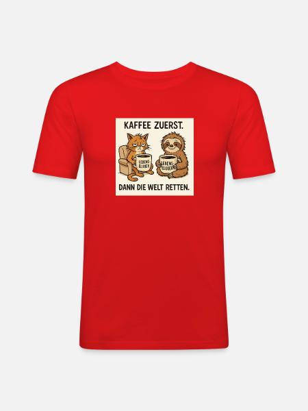 Die Welt retten - Männer Slim Fit T-Shirt - Rot