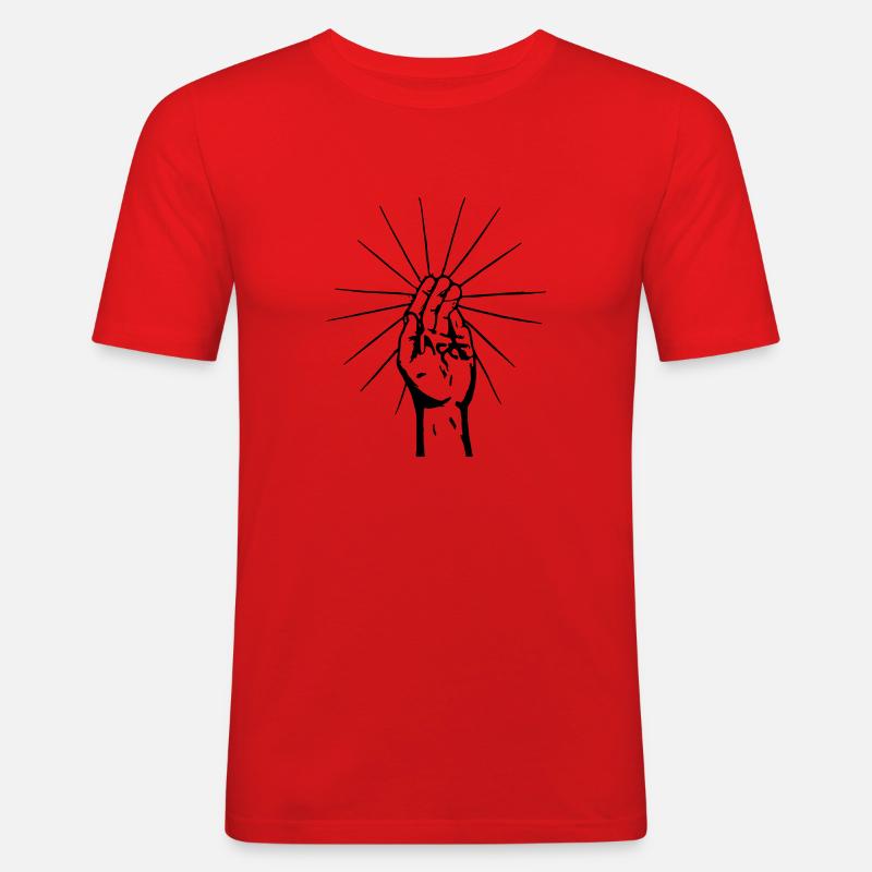 Hoffnung Glauben Hand Geschenkidee - Männer Slim Fit T-Shirt - Rot