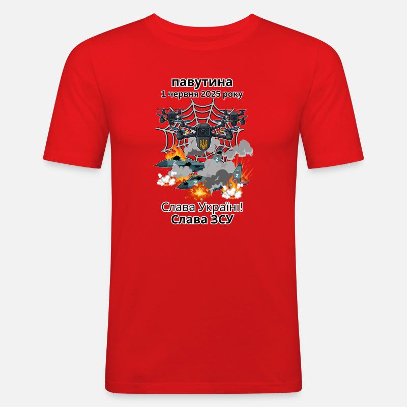 Ukraine Design, Operation Spiderweb, Spiderweb - Men's Slim Fit T-Shirt - red