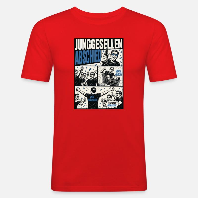 Junggesellenabschied Comic - Männer Slim Fit T-Shirt - Rot