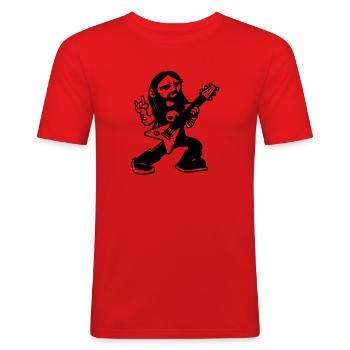 metal guitar hero BD cartoon bass guitar geek vi - Men's Slim Fit T-Shirt - red - Front - Jaron (178cm)
