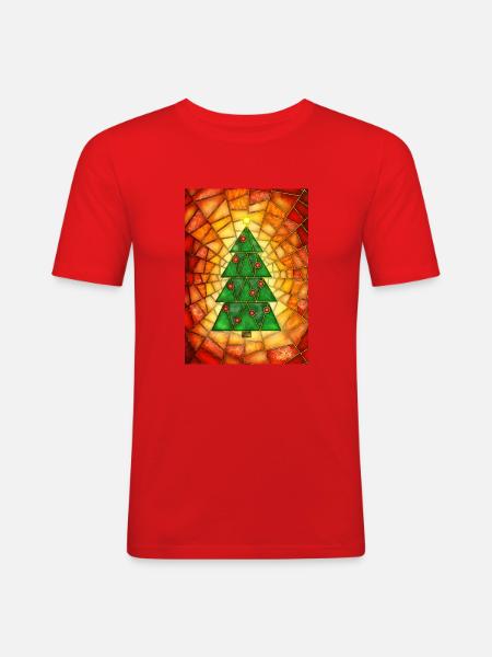 Christmas tree in Tiffany style - Men's Slim Fit T-Shirt - red