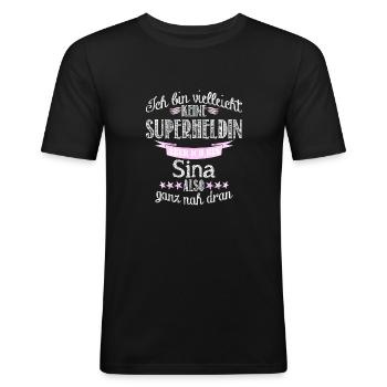 sina - Männer Slim Fit T-Shirt - Schwarz - Vorne - Nik (191cm)