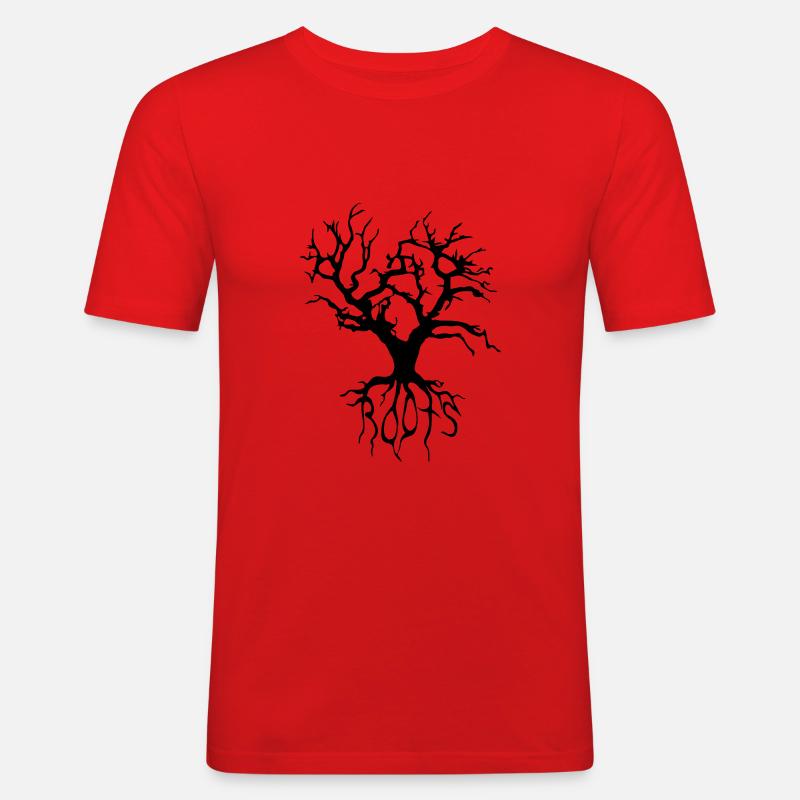 tree_vec_1 de - Männer Slim Fit T-Shirt - Rot