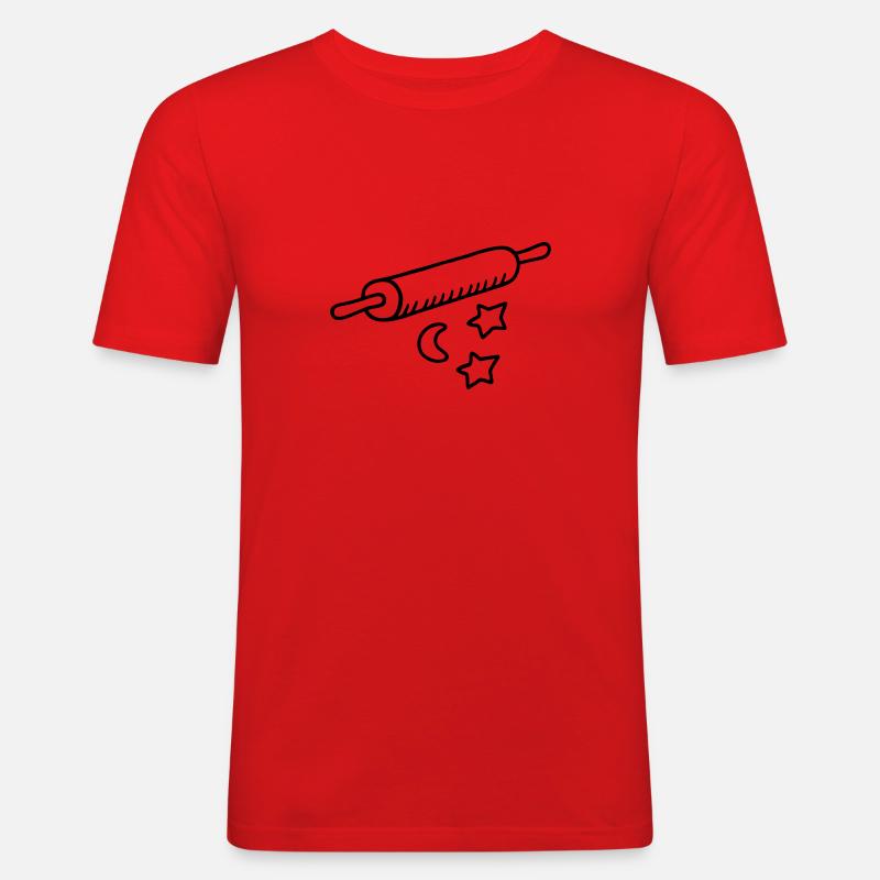 Plätzchen backen - Nudelholz - Männer Slim Fit T-Shirt - Rot