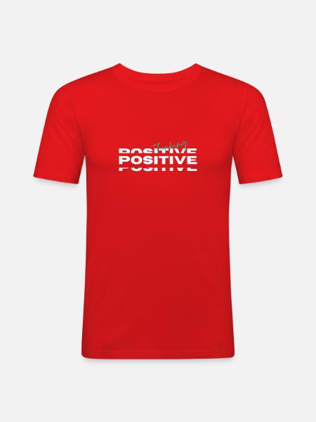 Thinking Positive - Männer Slim Fit T-Shirt - Rot