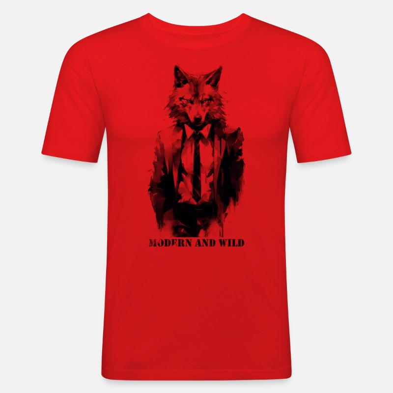 Wolf im Anzug - Männer Slim Fit T-Shirt - Rot