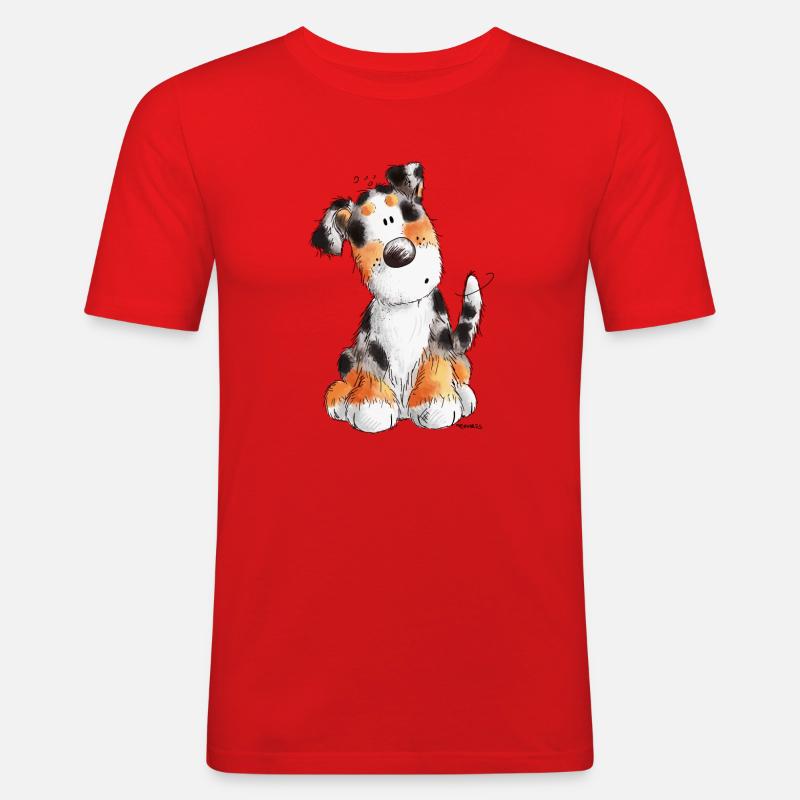 Süßer Australian Shepherd - Aussie - Geschenk - Männer Slim Fit T-Shirt - Rot