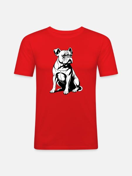 Bouledogue - T-shirt près du corps Homme - rouge