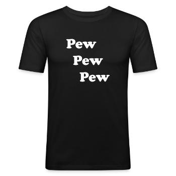 Pew Pew Pew - Männer Slim Fit T-Shirt - Schwarz - Vorne - Nik (191cm)
