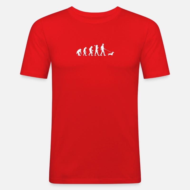 Evolution du teckel - T-shirt près du corps Homme - rouge