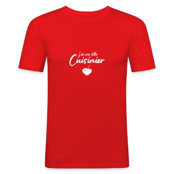 j'ai une fille cuisinier - T-shirt près du corps Homme - rouge - Devant - Jaron (178cm)