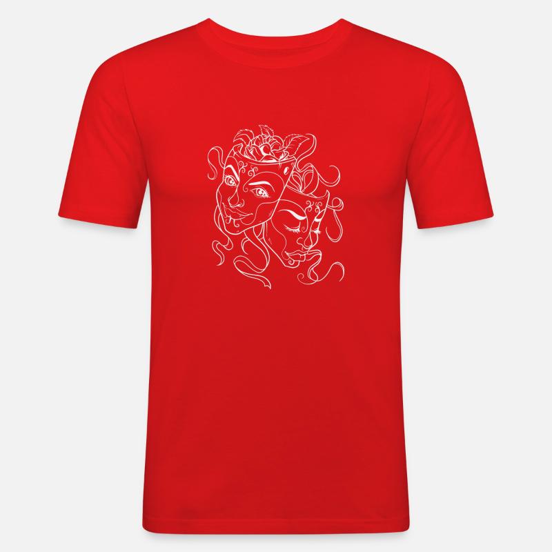 false faces - Männer Slim Fit T-Shirt - Rot