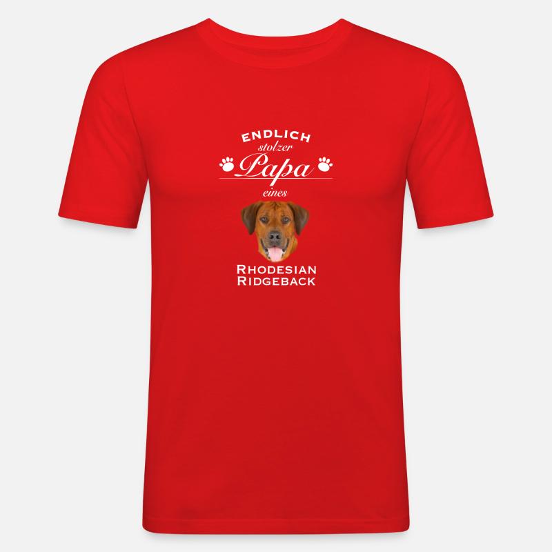Endlich stolzer Papa - Rhodesian Ridgeback - Männer Slim Fit T-Shirt - Rot