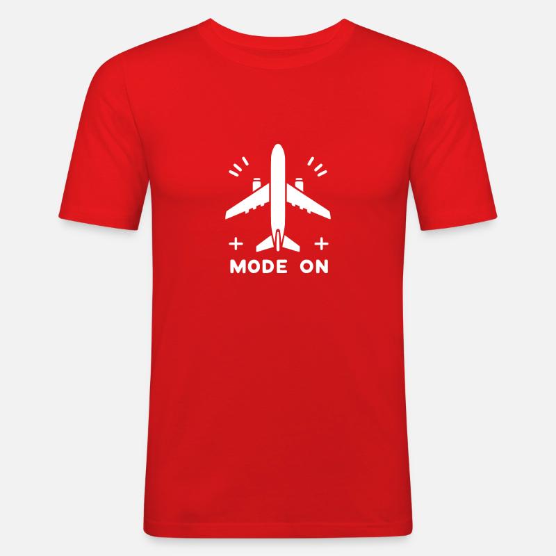 Flugzeugmodus Ein - Männer Slim Fit T-Shirt - Rot