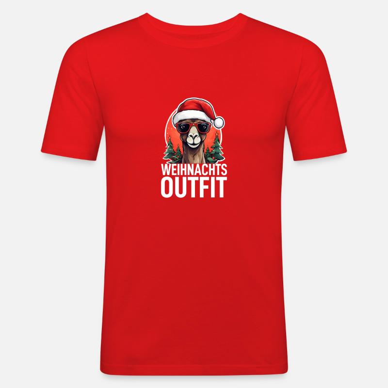 Weihnachtsoutfit Kamel - Männer Slim Fit T-Shirt - Rot