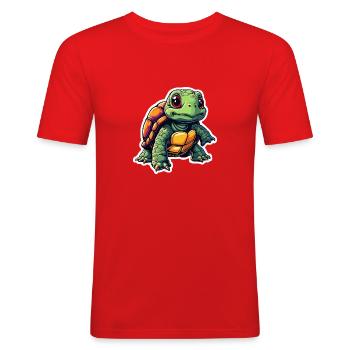 SCHILDKRÖTE - Männer Slim Fit T-Shirt - Rot - Vorne - Jaron (178cm)