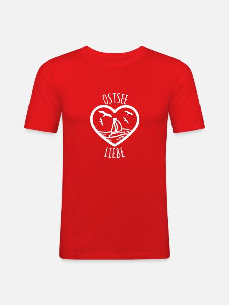 Ostsee Liebe - Männer Slim Fit T-Shirt - Rot