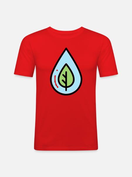 Wassertropfen Blatt Öko - Männer Slim Fit T-Shirt - Rot