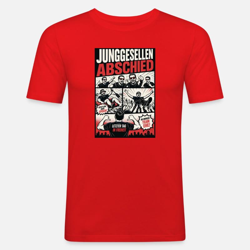 JGA Party Comic Style - Männer Slim Fit T-Shirt - Rot
