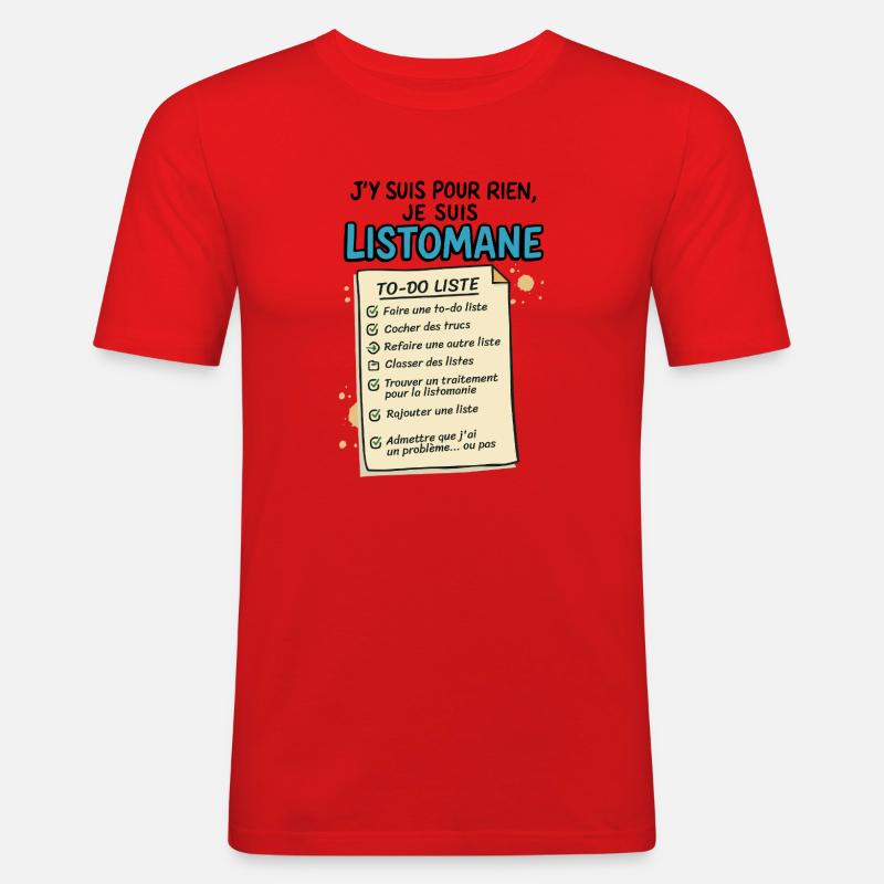 Ich bin ein Listomane - Männer Slim Fit T-Shirt - Rot
