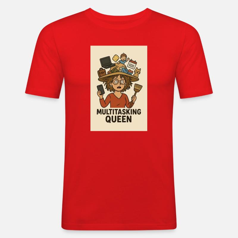 Multitasking Queen - Männer Slim Fit T-Shirt - Rot